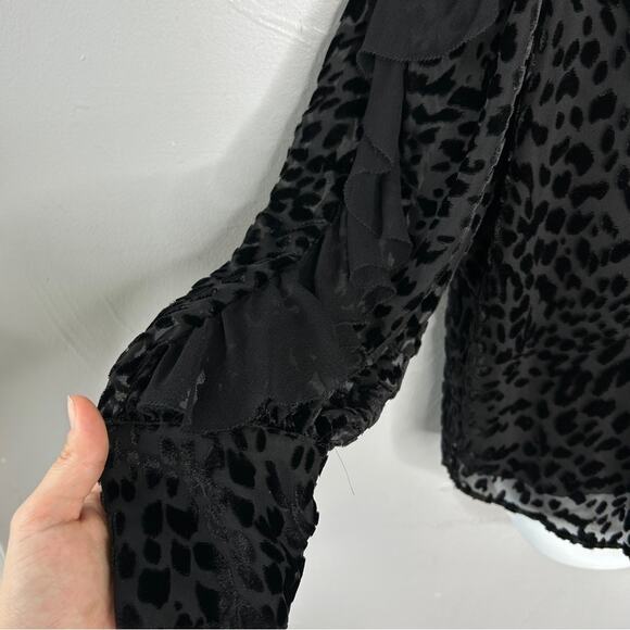 PARKER Top Womens Size Small Black Animal Print Fairy Grunge Mob Wife Whimsigoth - Picture 5 of 12